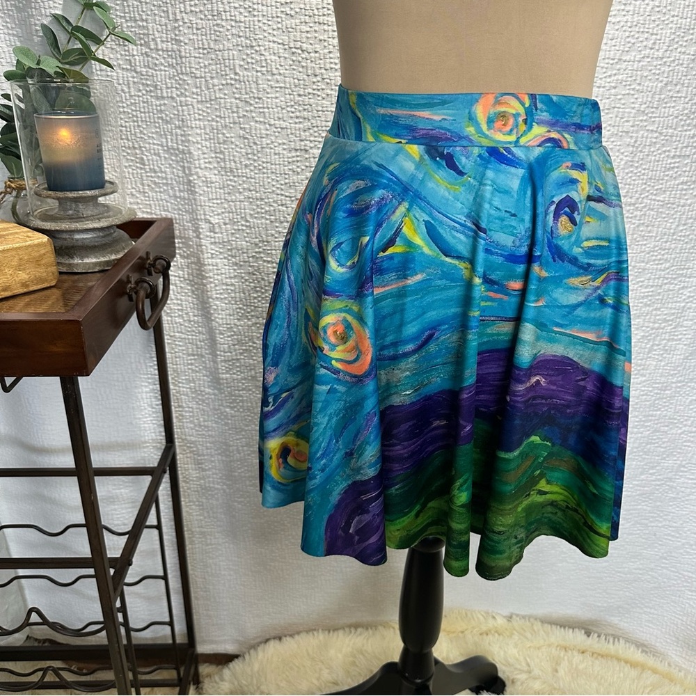 COWCOW Starry Night Inspired Women's Skirt Size M